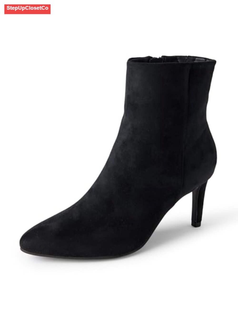 Stiletto Heel Ankle Dress Boots Pointed Toe Faux Suede Side Zip Women's